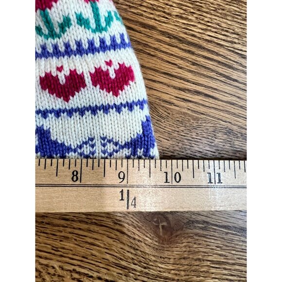 Stowe Woolens 100% Wool Non Itch Hem‎ Intarsia Winter Hat Made in Vermont USA - Picture 8 of 9